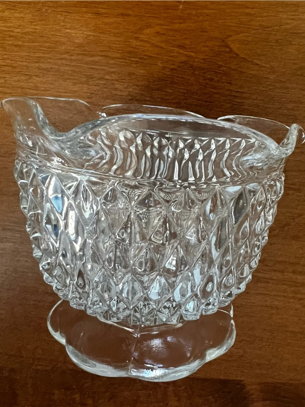 Indiana Glass Clear Diamond Pattern Candle Bowl